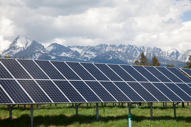 Solar panels on solar power station in Alberta